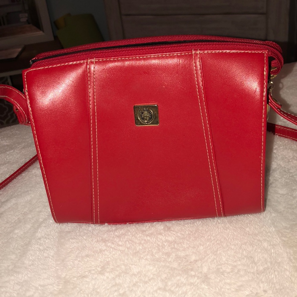 Red satchel purse